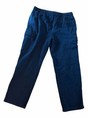 LL Bean Sweatpants Mens M Medium Black Heavyweight Cargo Jogger Pants